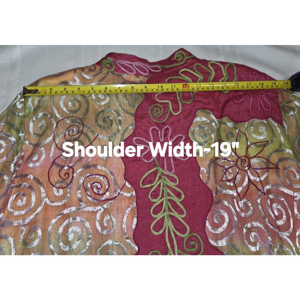 Vintage Jeevan Silk Top Jacket Plus Sz 2X Art To Wear Artsy Textured Silk Blend - Picture 14 of 16